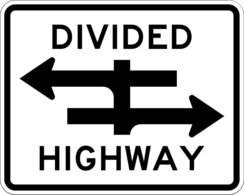 divided highway sign - US MUTCD